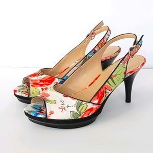 Nine & Co. Floral Slingback Platforms